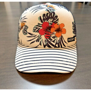 Roxy Snap Back Floral Trucker Hat Women's White Size Fits Most